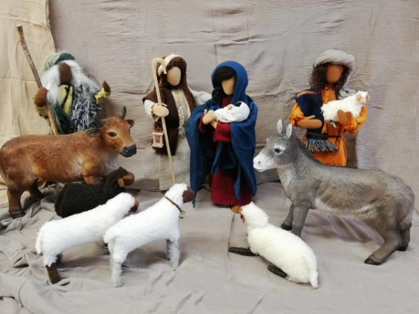 Schafe handgenät Handarbeit Schaf Esel Ochse Kamel Krippenfigur Weihnachtskrippe